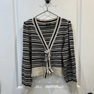 Banana Republic Cardigan White Black Striped Large